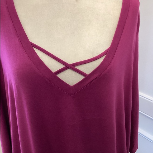 Purple/Pink V-Neck  Dolman Sleeve Top - Picture 2 of 4